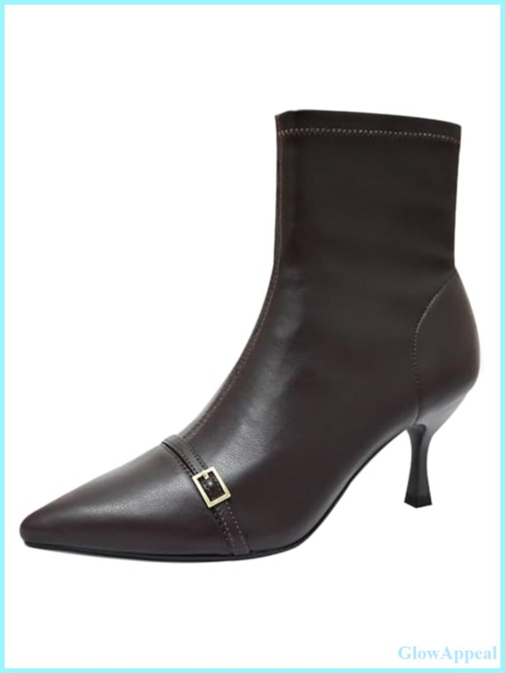Kitten Heel Ankle Boots Pointed Toe Chelsea Faux Leather Slip On Women